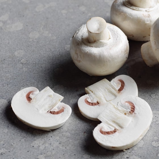 Sliced white button mushrooms. 