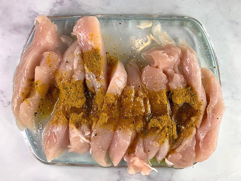 CHICKEN TENDERS WITH MADRAS SPICE & COCONUT OIL