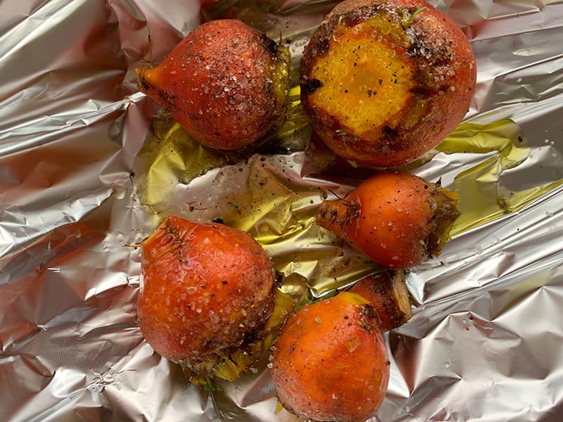 RAW GOLDEN BEETS IN FOIL, SEASONED WITH OIL