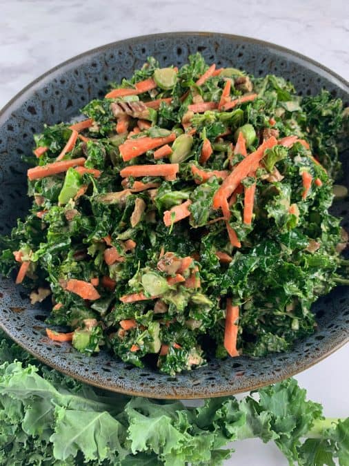 KALE AND BROCCOLI SALAD IN PORTRAIT