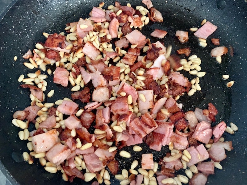 10-FRY PINE NUTS WITH BACON UNTIL GOLDEN