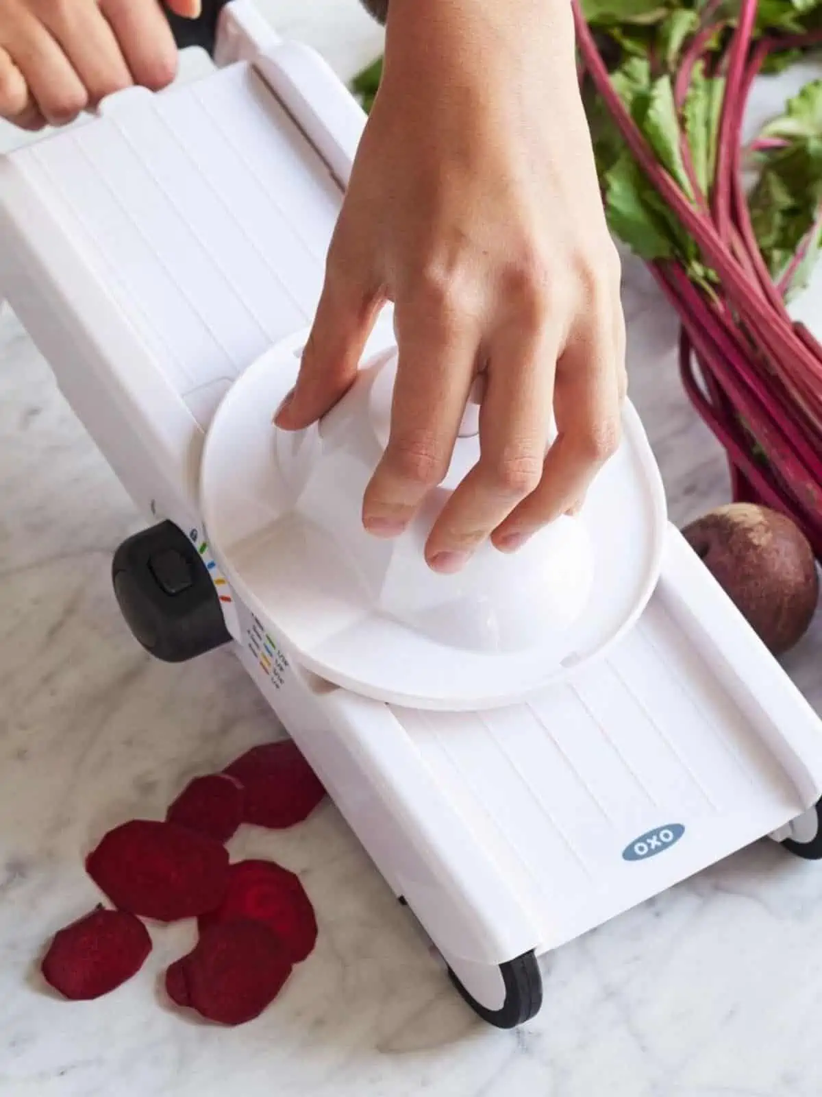 Mandoline Slicer by OXO: Even Slices Every Time! - We Want Veggies