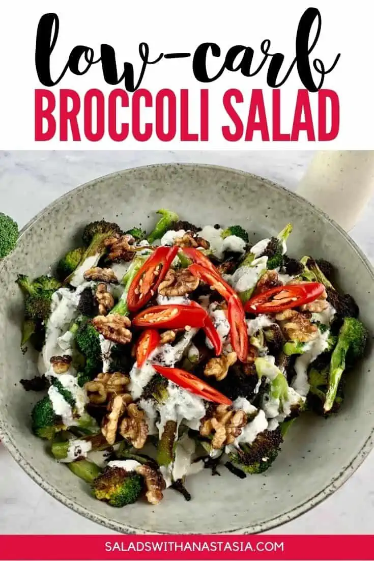 LOW CARB BROCCOLI SALAD with text overlay