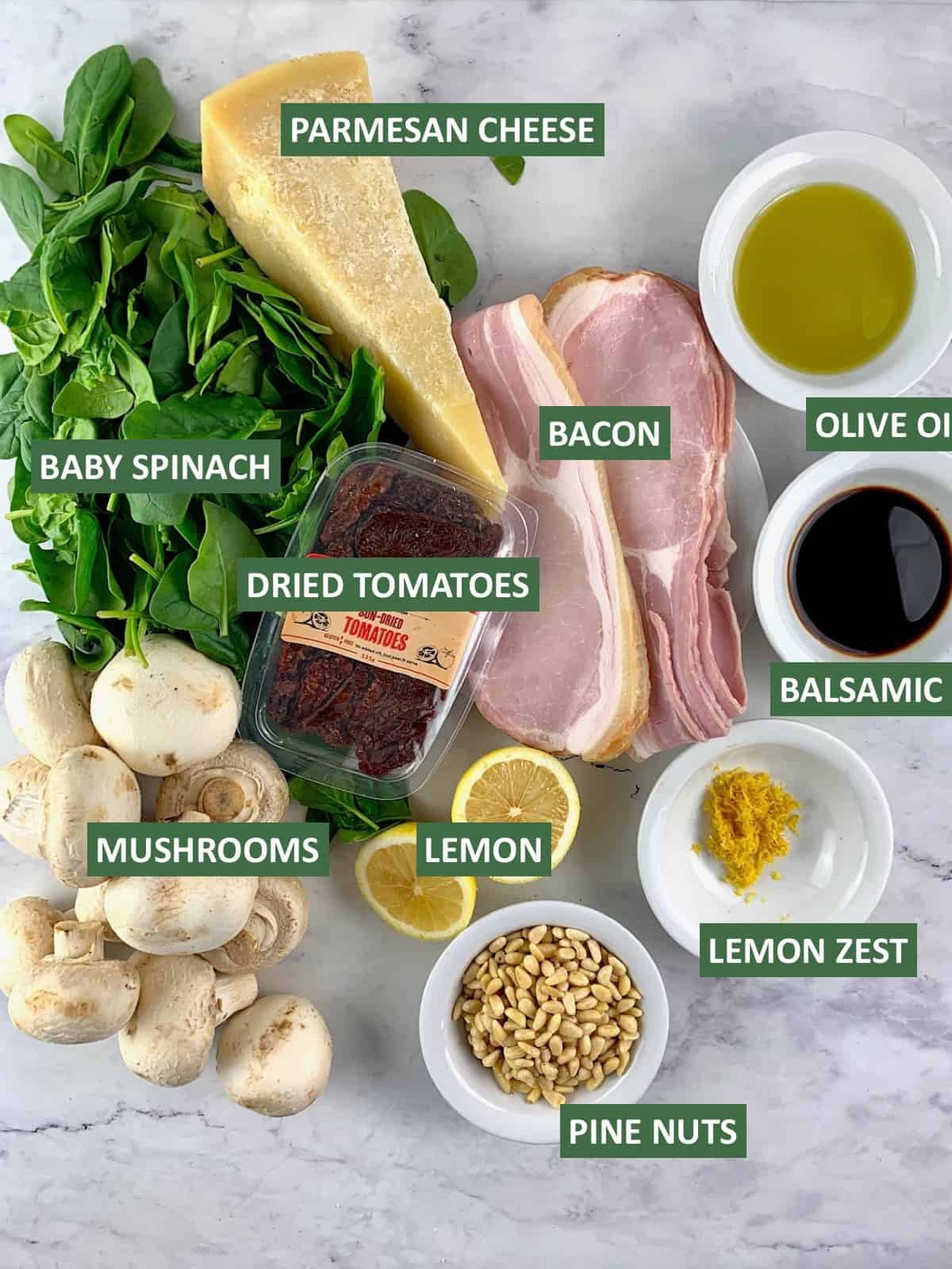 INGREDIENTS NEEDED FOR SPINACH MUSHROOM SALAD