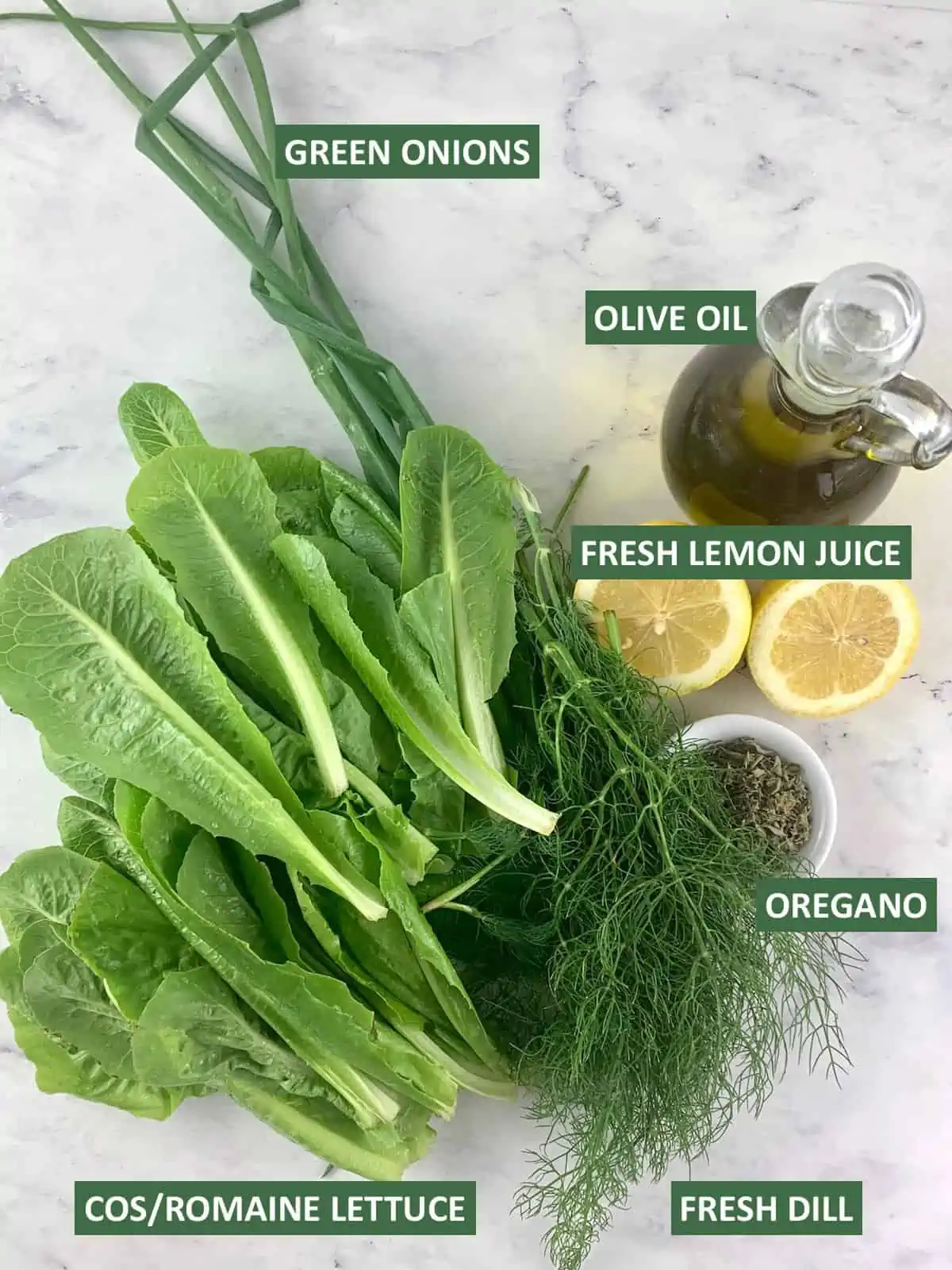 LABELLED INGREDIENTS NEEDED FOR MAROULOSALATA 
