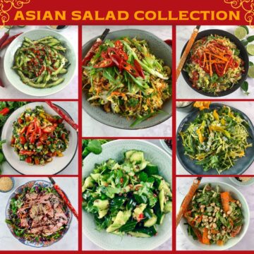 Asian Salad Collection With Text Overlay.