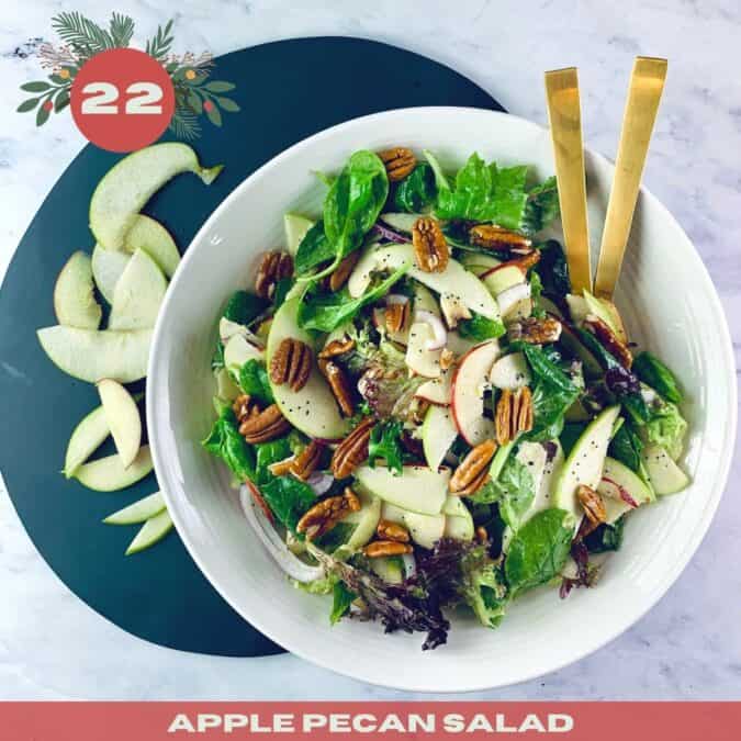 Apple Pecan Salad with the number 22 and text overlay.