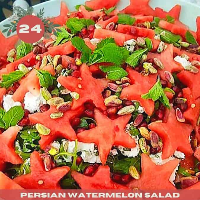 Persian Watermelon Salad with the number 24 and text overlay.