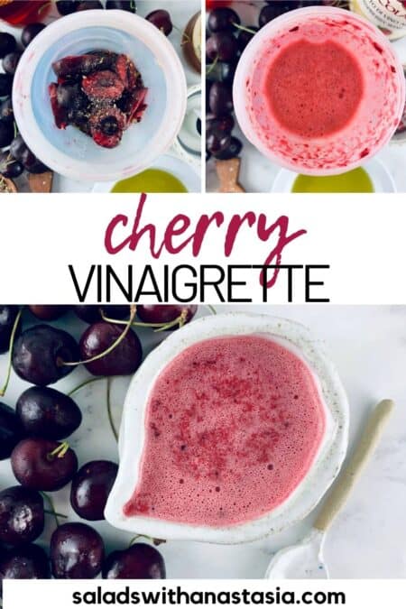 Cherry vinaigrette with how to pics and text overlay.