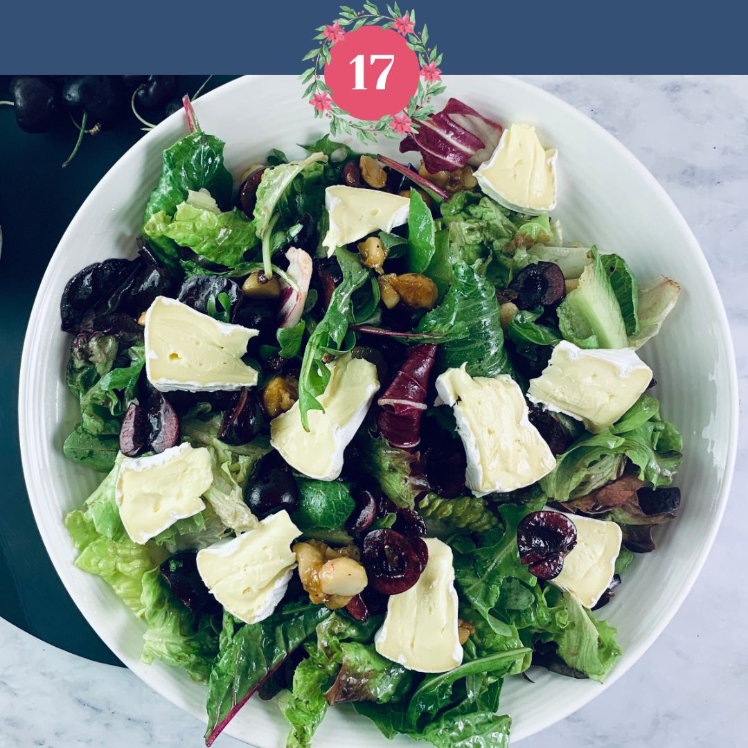 Summer Brie Salad with the number 17 and Xmas graphics.