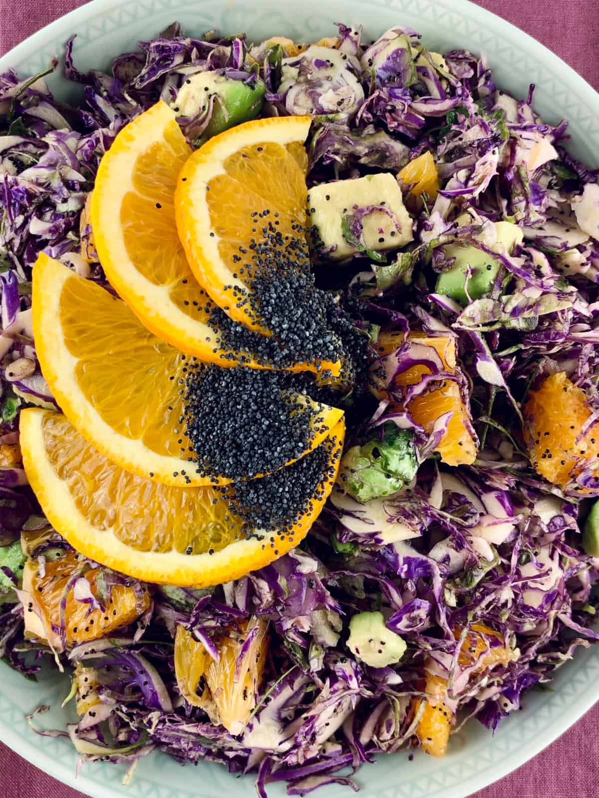 Purple Brussel Sprouts Salad with Orange and Poppy Seeds Salads with